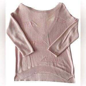 Express Chic Pink Sweater with Fringe Detail
